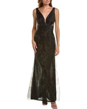 NWOT Marchesa Notte Glitter Gown in Black